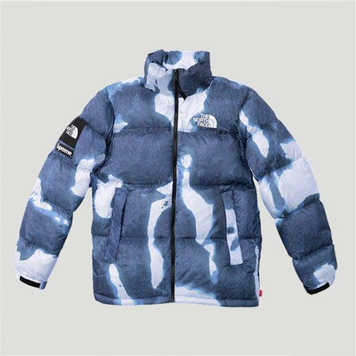 Supreme ノースフェイス　Bleached ヌプシ Supreme The North Face Bleached Denim Print Nuptse Jacket Indigo