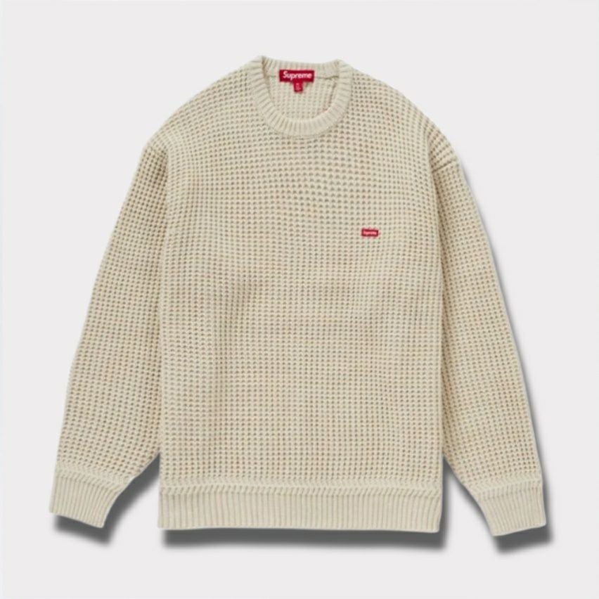 sureme 新作 24aw waffle small box sweater ストーン