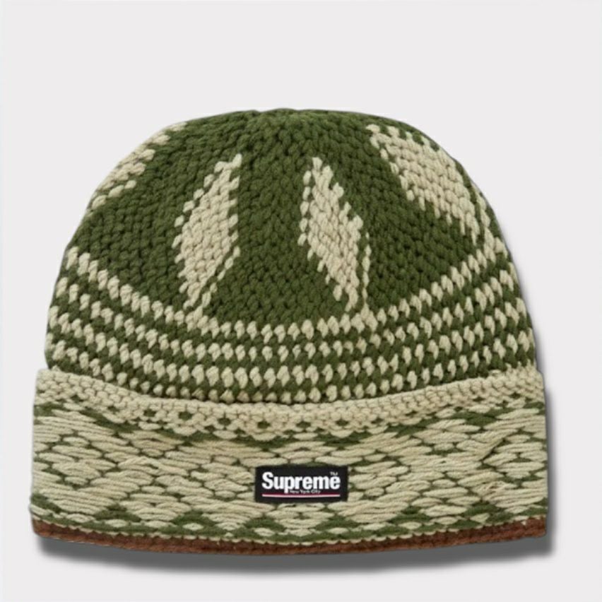 【即完売品】Supreme オリーブグリーン ビーニー ニット帽 ニューエラ Supreme FW15 New Era Box Logo Beanie オリーブ (ステッカー付