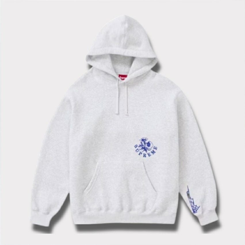 Supreme シュプリーム 2024AW Wild Embroidered Hooded Sweatshirt ワイルドエンブロイダードフードパーカー アッシュグレー 灰