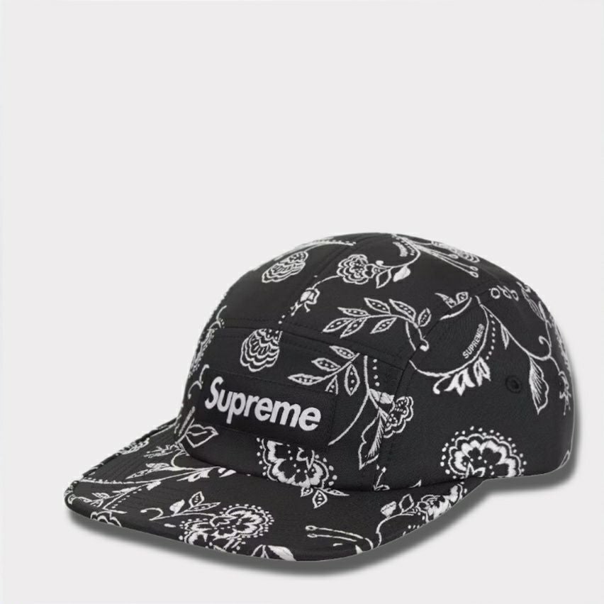 Supreme シュプリーム 2025SS Floral Jacquard Camp Cap フローラルジャガードキャンプキャップ ブラック　黒
