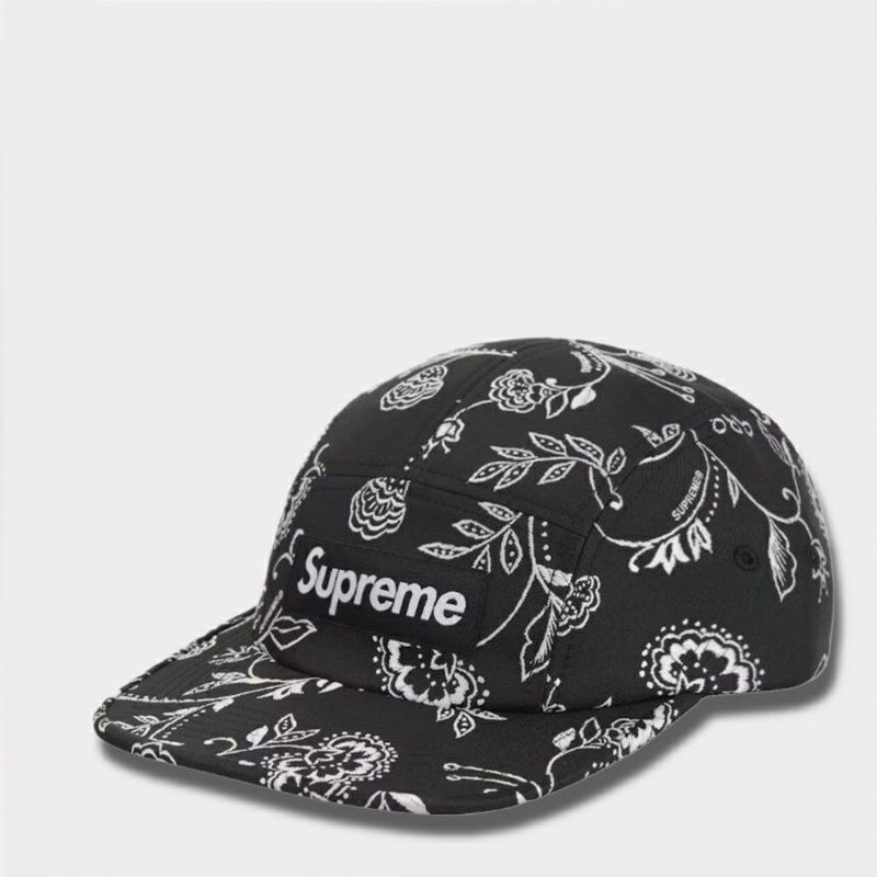 Supreme シュプリーム 2025SS Floral Jacquard Camp Cap フローラルジャガードキャンプキャップ ブラック　黒
