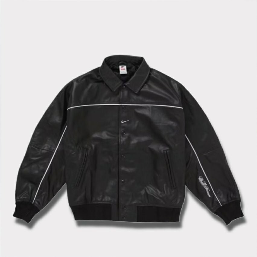 Supreme シュプリーム 2025SS Nike Leather Varsity Jacket ナイキレザーバーシティジャケット ブラック 黒1