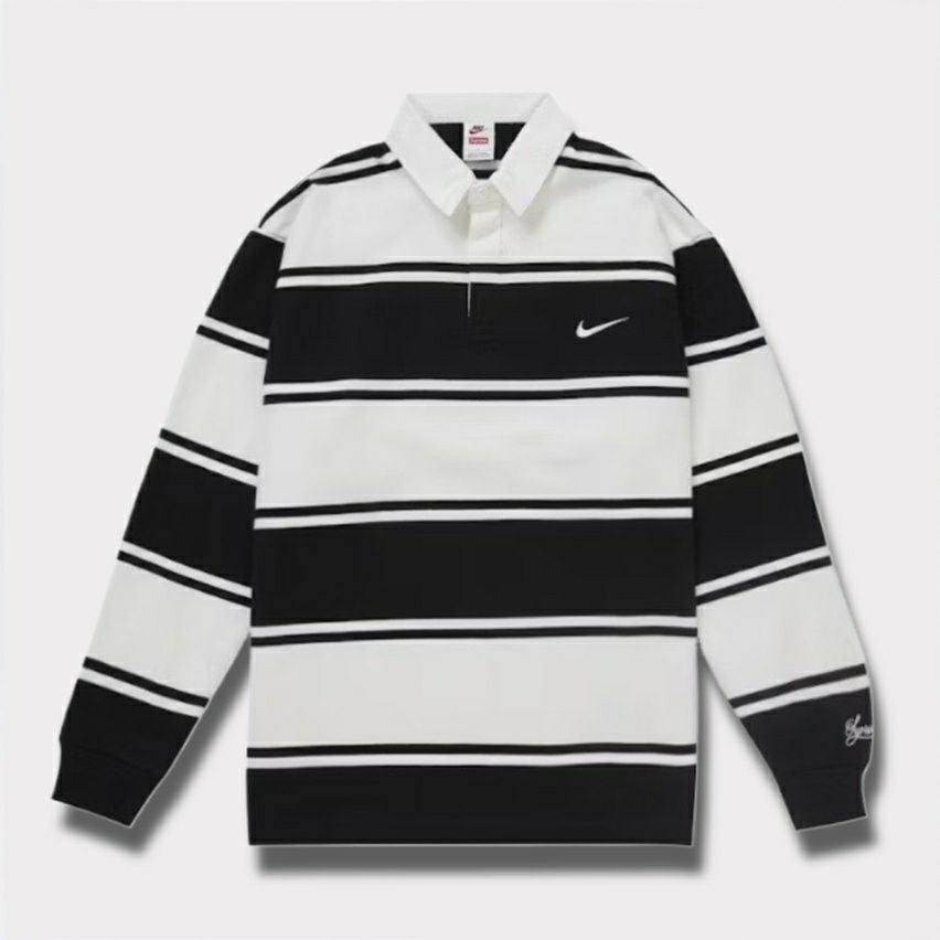  Supreme シュプリーム 2025SS Nike Stripe Rugby ナイキストライプラグビー ブラック 黒1