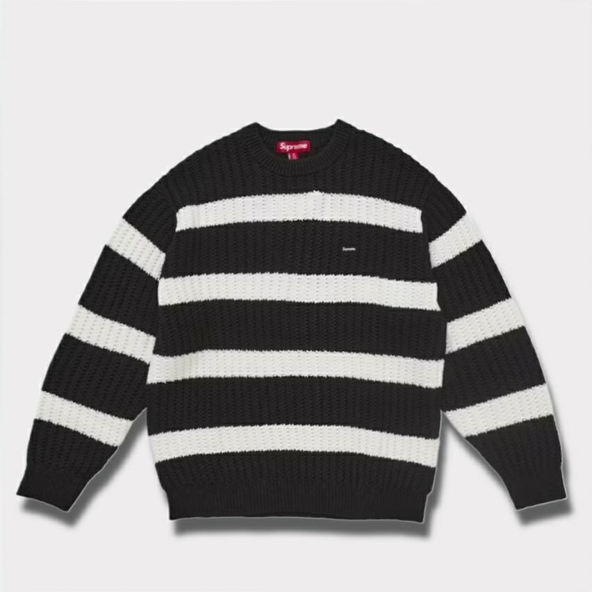 Supreme シュプリーム 2025SS Loose Gauge Stripe Small Box Sweater ルースガーゼストライプスモールボックスセーター ブラック　黒