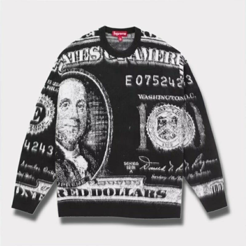 Supreme シュプリーム 2025SS Money Sweater マニーセーター ブラック　黒
