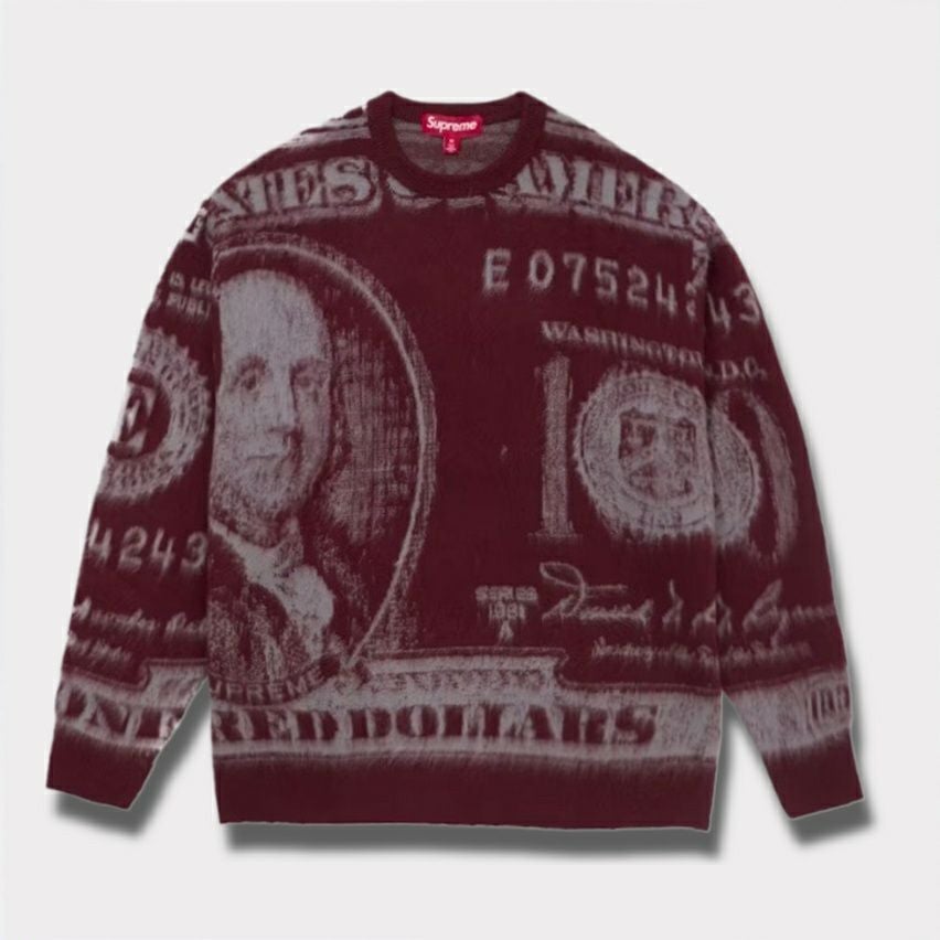 Supreme シュプリーム 2025SS Money Sweater マニーセーター バーガンディ