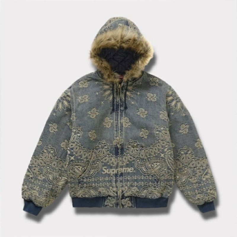 Supreme シュプリーム 2025SS Bandana Jacquard Denim Hooded Work Jacket バンダナジャガードデニムフードワークジャケット ブルー