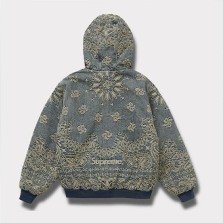 Supreme シュプリーム 2025SS Bandana Jacquard Denim Hooded Work Jacket バンダナジャガードデニムフードワークジャケット ブルー1
