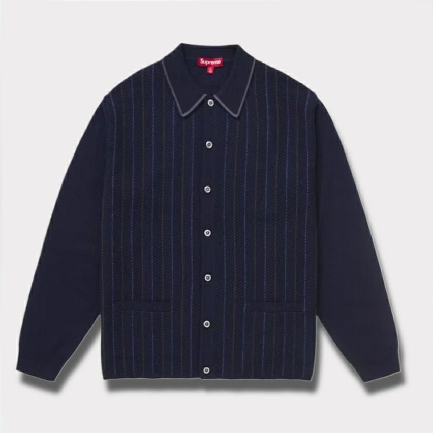 Supreme シュプリーム 2025SS Herringbone Cardigan ヘリンボーンカーディガン ネイビー　紺