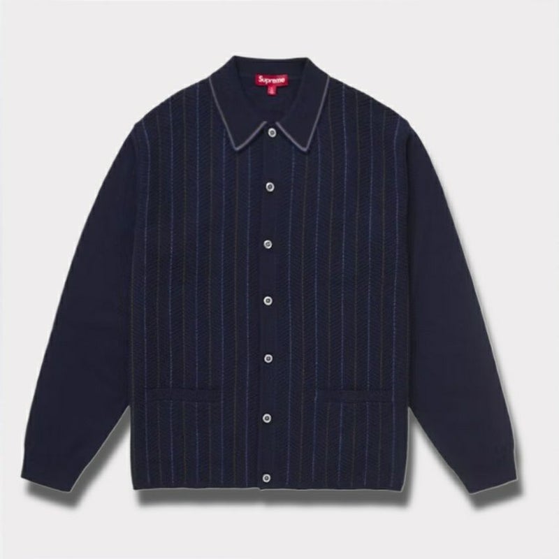 Supreme シュプリーム 2025SS Herringbone Cardigan ヘリンボーンカーディガン ネイビー　紺