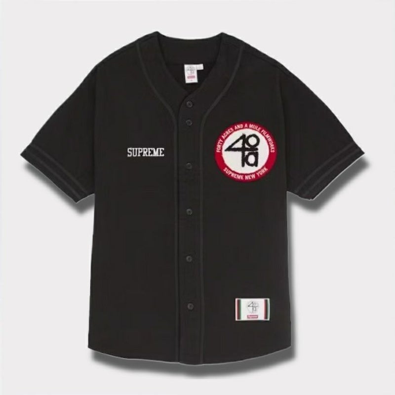 Supreme シュプリーム 2025SS 40 Acres Twill Baseball Jersey　40エーカーズズツイルベースボールジャージー　ブラック 黒