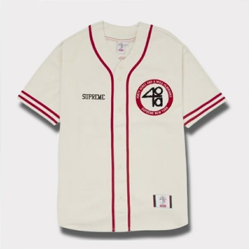 Supreme シュプリーム 2025SS 40 Acres Twill Baseball Jersey　40エーカーズズツイルベースボールジャージー　ナチュラル