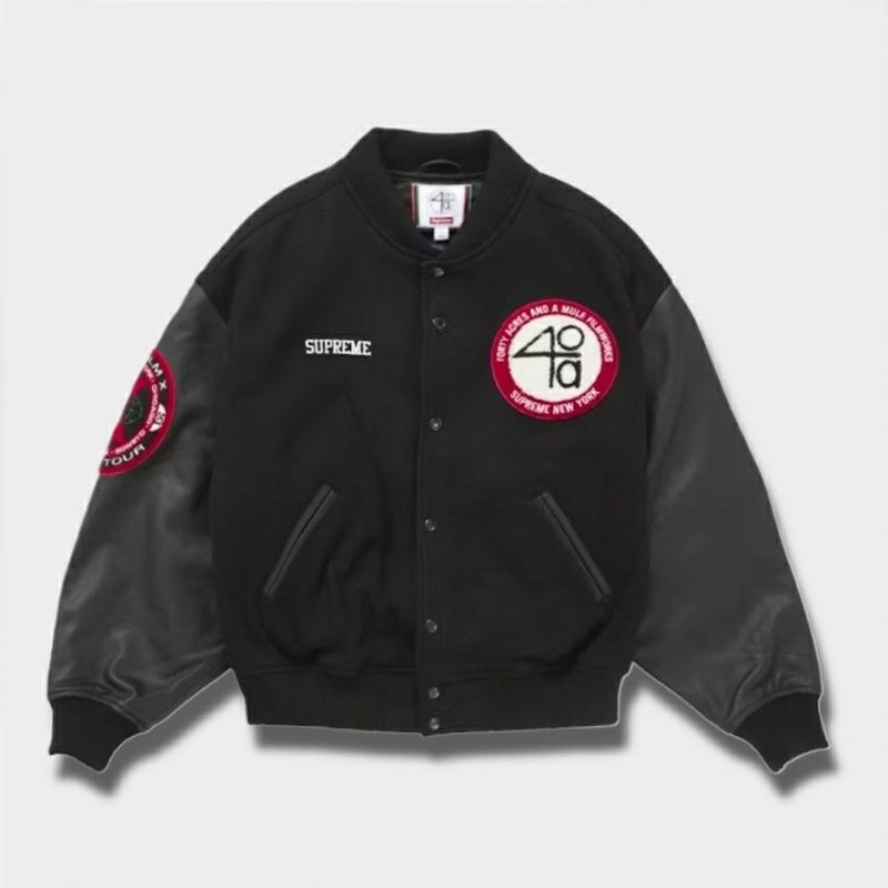 Supreme シュプリーム 2025SS 40 Acres Malcolm X Varsity Jacket　 40エーカーズマルコムXバーシティジャケット　ブラック 黒