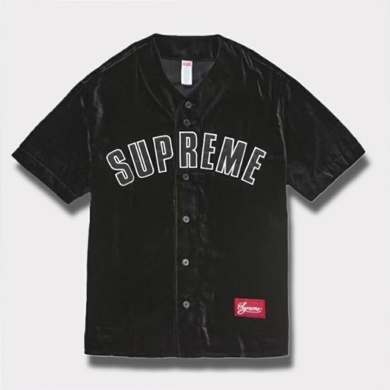 Supreme シュプリーム 2025SS Velvet Baseball Jersey ベルベットベースボールジャージー　ブラック 黒