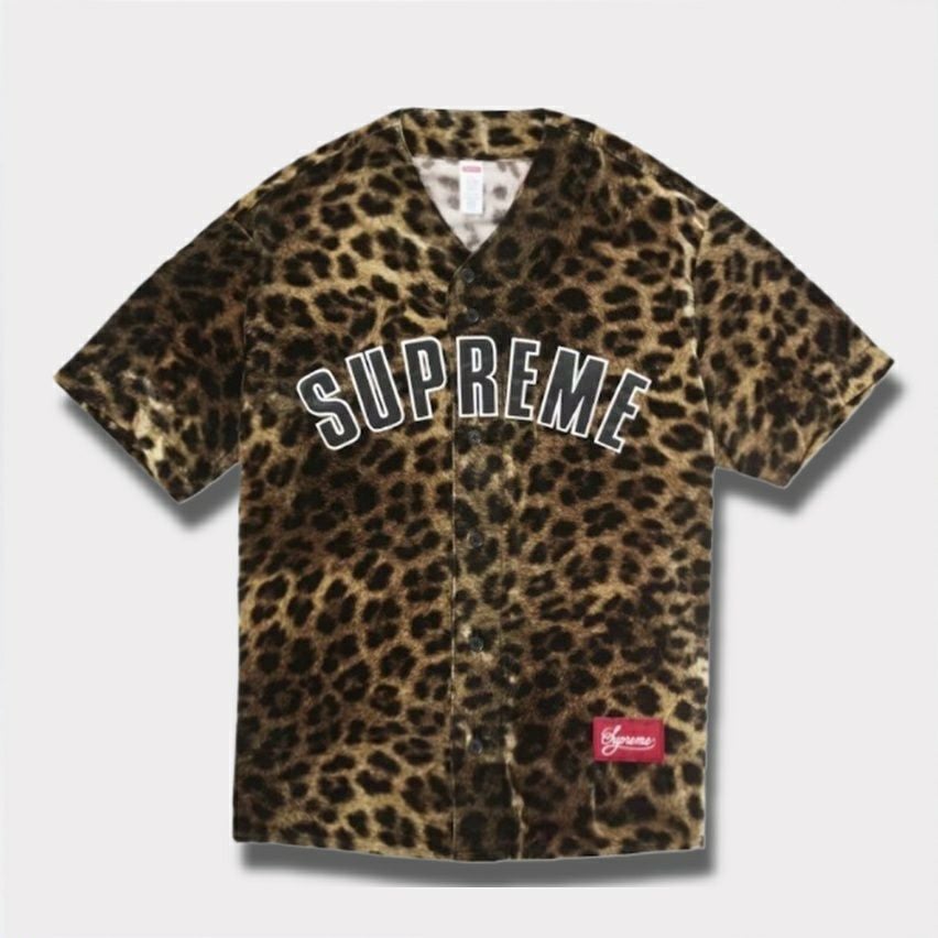 Supreme シュプリーム 2025SS Velvet Baseball Jersey ベルベットベースボールジャージー　レオパード