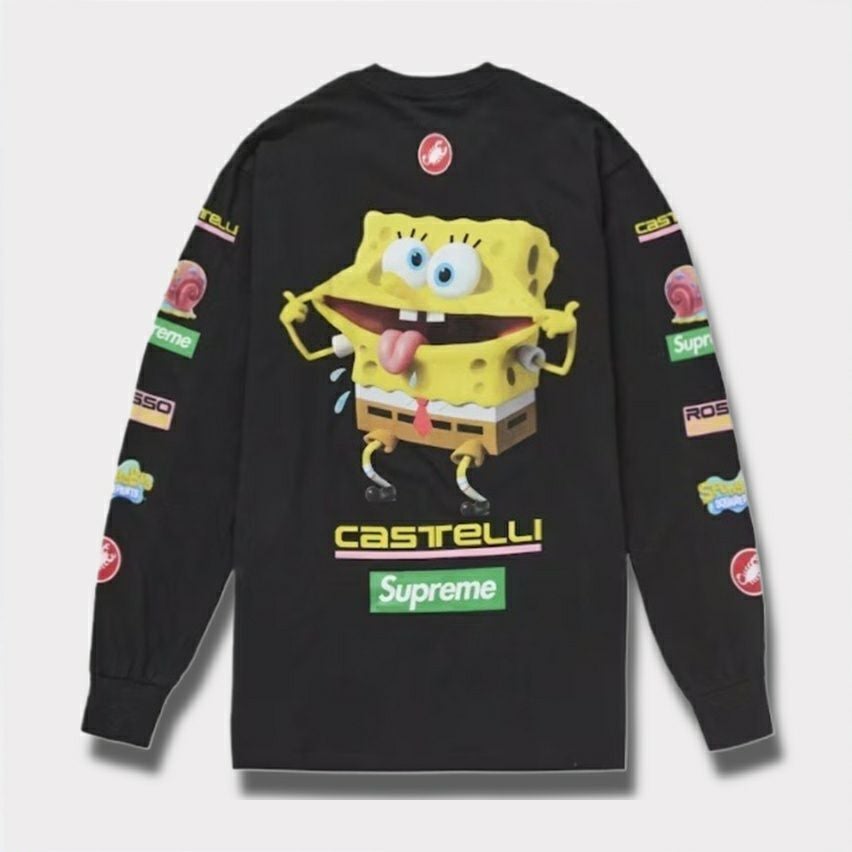  Supreme シュプリーム 2025SS SpongeBob Castelli Racing L/S Tee スポンジボブカステリレーシングロングスリーブTシャツ　ブラック 黒