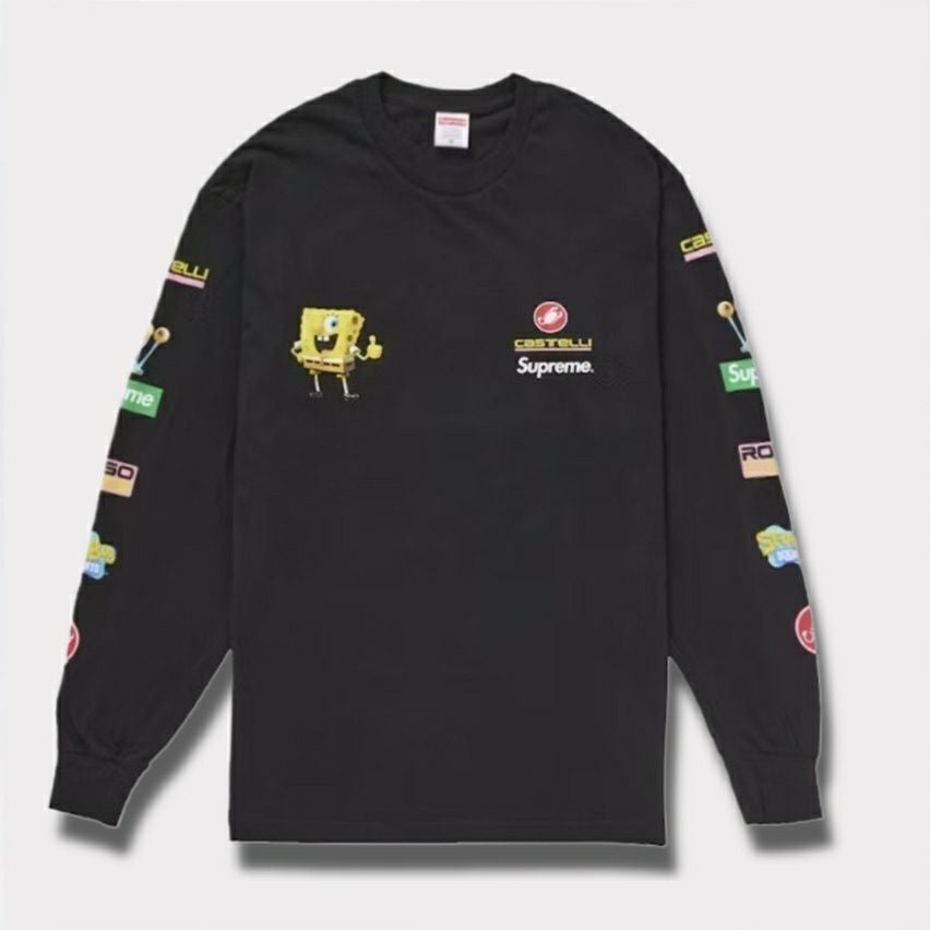  Supreme シュプリーム 2025SS SpongeBob Castelli Racing L/S Tee スポンジボブカステリレーシングロングスリーブTシャツ　ブラック 黒1