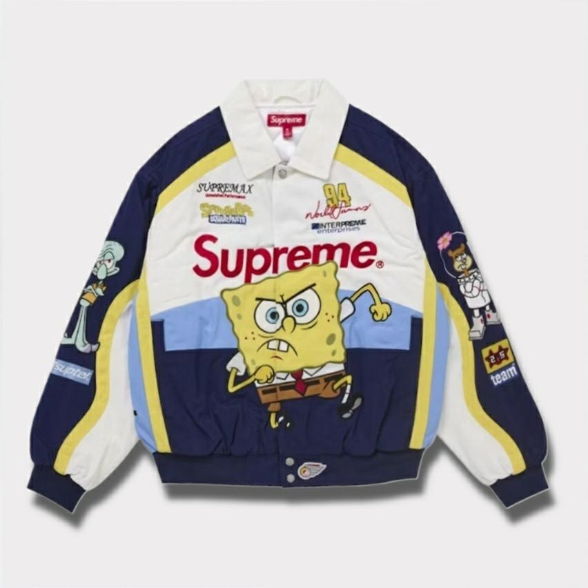 Supreme シュプリーム 2025SS SpongeBob SquarePants Jeff Hamilton Racing Jacket スポンジボブスクエアパンツジェフハミルトンレーシングジャケット　ホワイト 白