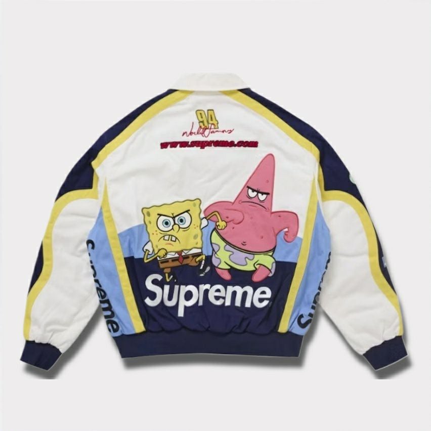 Supreme シュプリーム 2025SS SpongeBob SquarePants Jeff Hamilton Racing Jacket スポンジボブスクエアパンツジェフハミルトンレーシングジャケット　ホワイト 白1