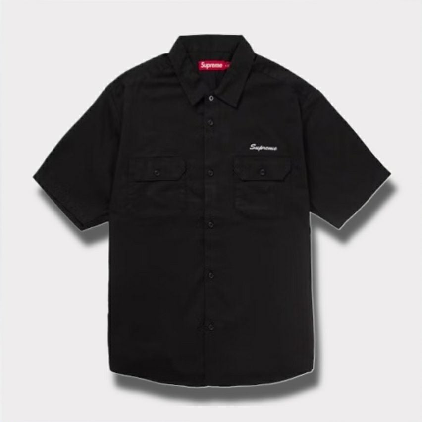Supreme シュプリーム 2025SS Rhinestone Pin Up S/S Work Shirt ラインストーンピンナップショートスリーブワークシャツ　ブラック 黒1