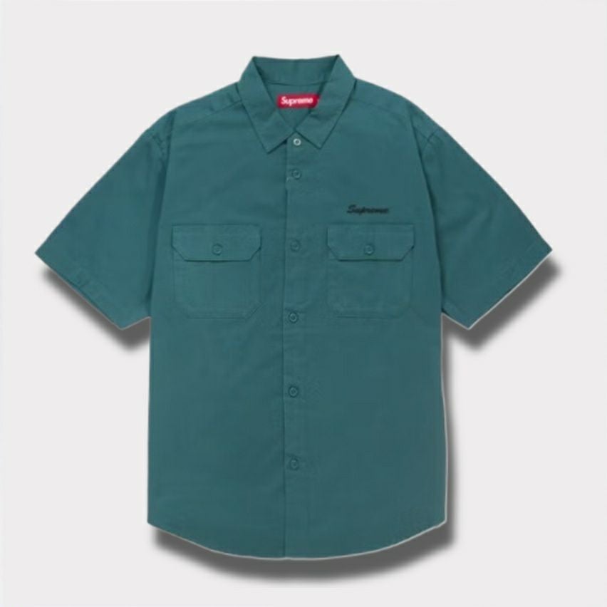  Supreme シュプリーム 2025SS Rhinestone Pin Up S/S Work Shirt ラインストーンピンナップショートスリーブワークシャツ　ワークグリーン1