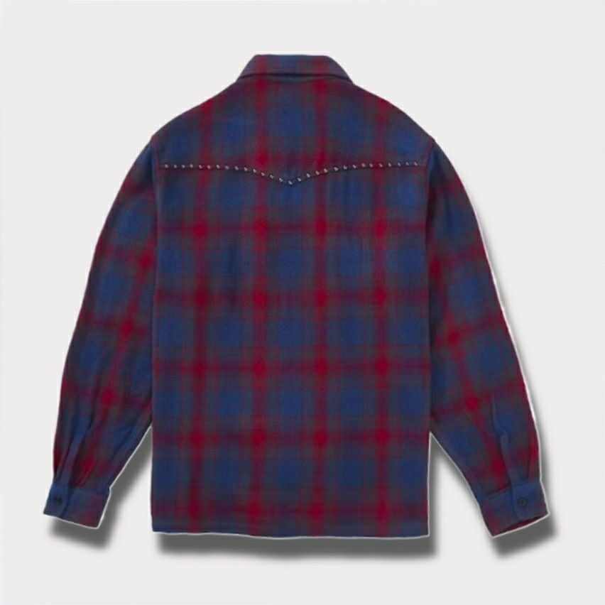  Supreme シュプリーム 2025AW Studded Shadow Plaid Zip Up Shirt スタッズ シャドウプレイド ジップアップシャツ ネイビー1