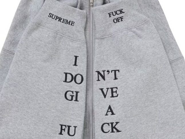 Supreme シュプリーム 2025AW IDGAF Zip Up Hooded Sweatshirt IDGAF ジップアップ フードパーカー ヘザーグレー2