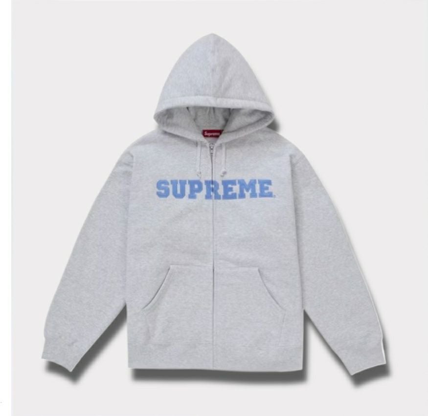 Supreme シュプリーム 2025AW Collegiate Applique Zip Up Hooded Sweatshirt　カレッジエイト アップリケ ジップアップ フードパーカー アッシュグレー