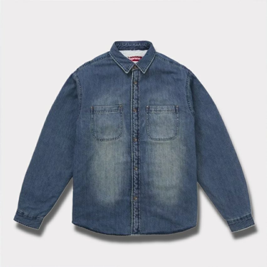 Supreme シュプリーム 2025AW Shearling Lined Denim Work Shirt　シアリング ラインド デニム ワーク シャツ　ウォッシュドインディゴ1