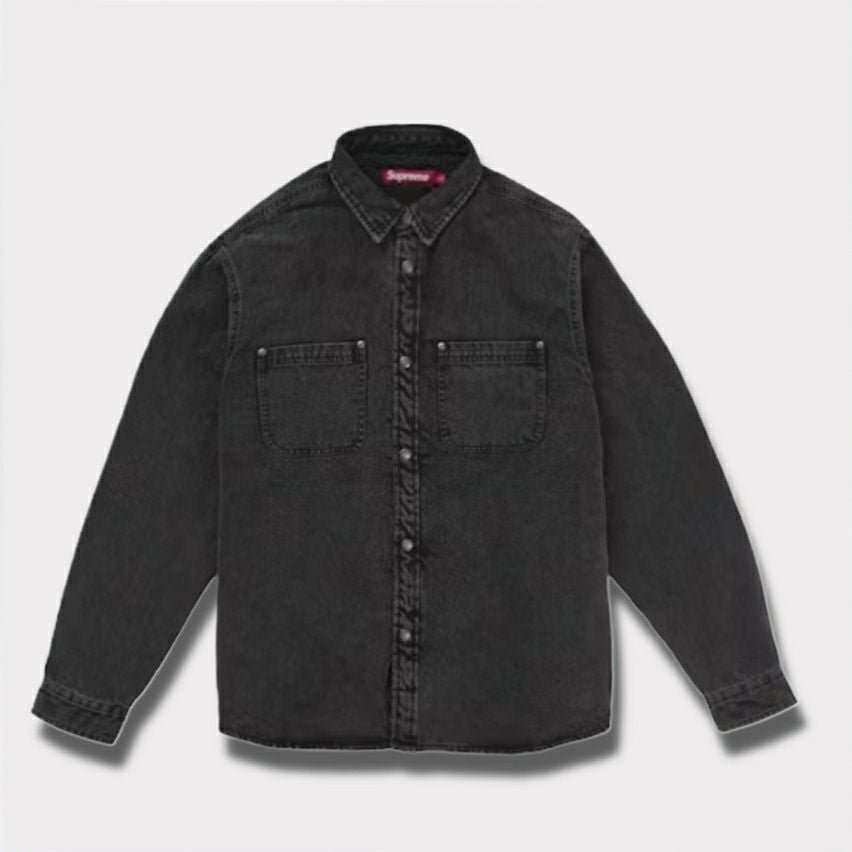 Supreme シュプリーム 2025AW Shearling Lined Denim Work Shirt　シアリング ラインド デニム ワーク シャツ　ブラック1