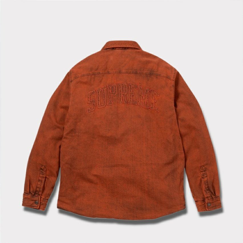 Supreme シュプリーム 2025AW Shearling Lined Denim Work Shirt　シアリング ラインド デニム ワーク シャツ　オーバーダイドオレンジ