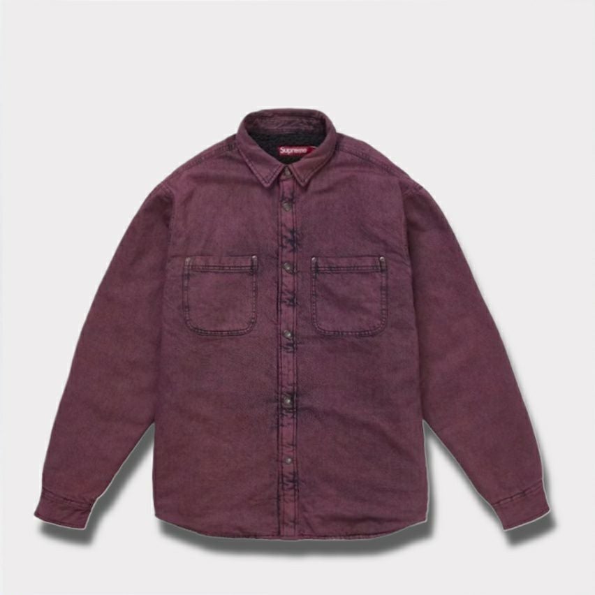 Supreme シュプリーム 2025AW Shearling Lined Denim Work Shirt　シアリング ラインド デニム ワーク シャツ　オーバーダイドピンク2