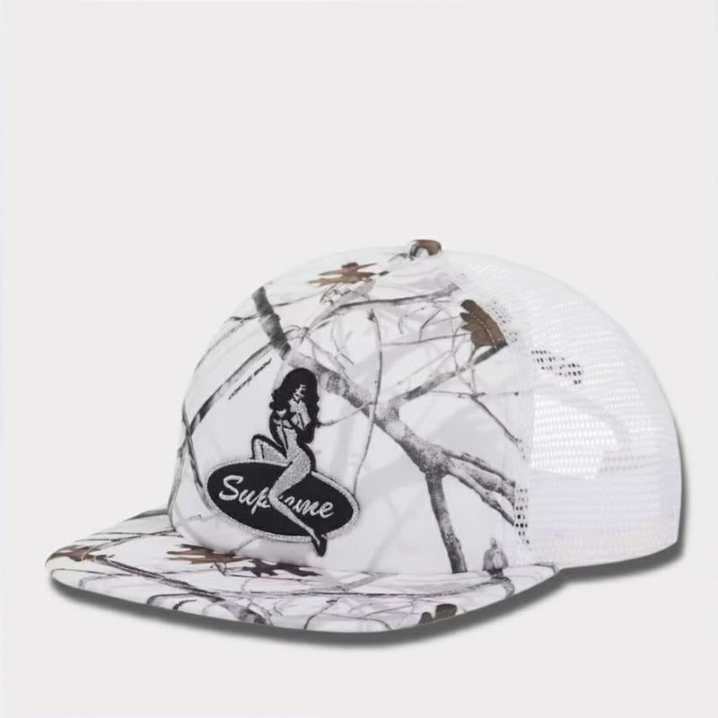 Supreme シュプリーム 2025AW Pinup Mesh Back 5-Panel Capピンアップ メッシュバック 5パネルキャップ　トゥルーティンバーコンシール ホワイトカモ