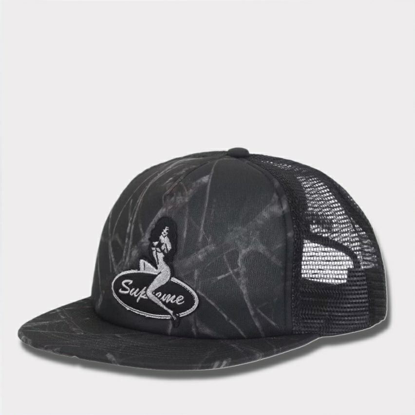 Supreme シュプリーム 2025AW Pinup Mesh Back 5-Panel Capピンアップ メッシュバック 5パネルキャップ　トゥルーティンバーコンシール ブラックカモ