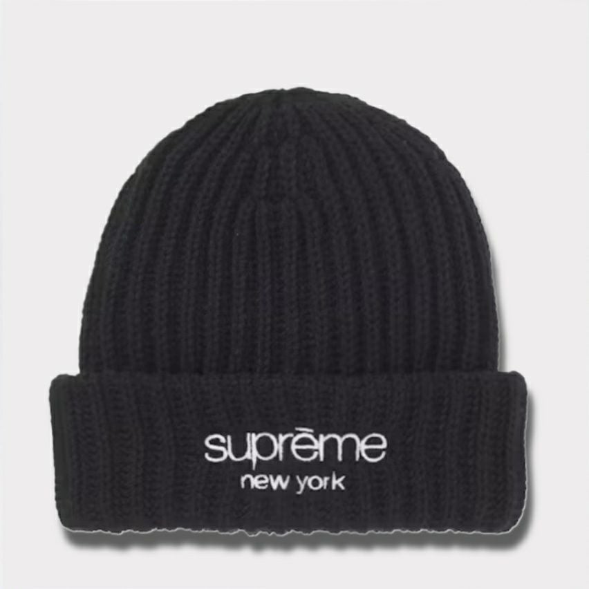  Supreme シュプリーム 2025AW Chunky Rib Classic Logo Beanie チャンキー リブ クラシック ロゴ ビーニー ブラック
