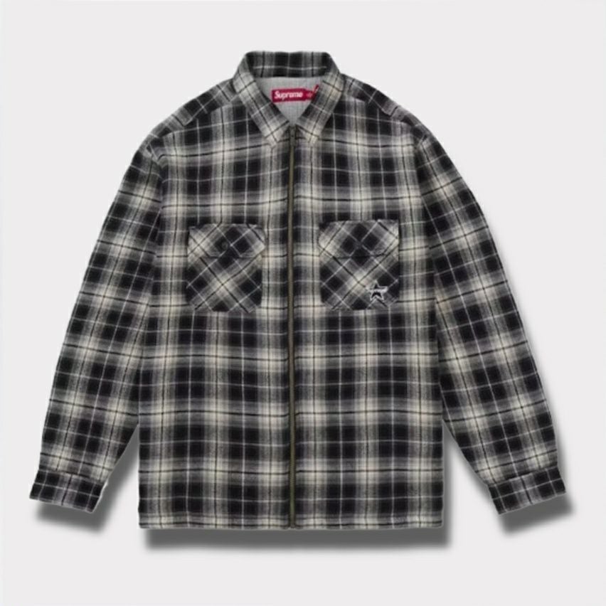 Supreme シュプリーム 2025AW Thermal Lined Zip Up Flannel Shirt サーマル ラインド ジップ アップ フランネル シャツ ブラック