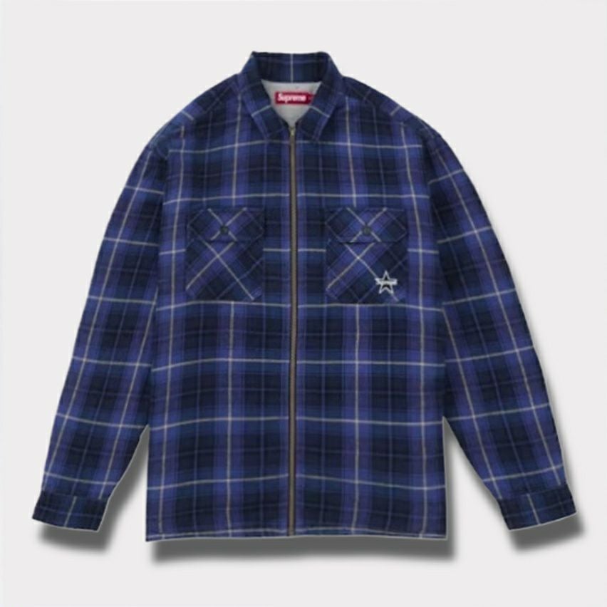 Supreme シュプリーム 2025AW Thermal Lined Zip Up Flannel Shirt サーマル ラインド ジップ アップ フランネル シャツ ブルー