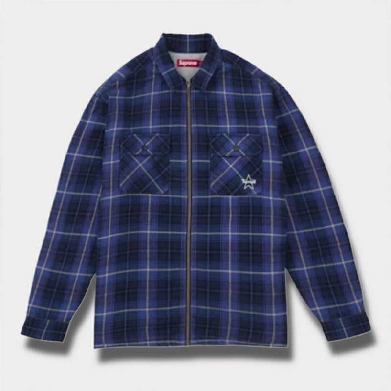 Supreme シュプリーム 2025AW Thermal Lined Zip Up Flannel Shirt サーマル ラインド ジップ アップ フランネル シャツ ブルー