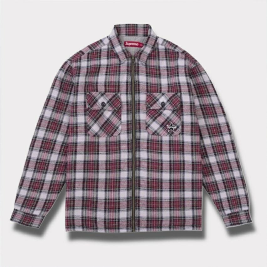 Supreme シュプリーム 2025AW Thermal Lined Zip Up Flannel Shirt サーマル ラインド ジップ アップ フランネル シャツ ピンク