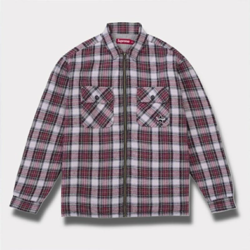 Supreme シュプリーム 2025AW Thermal Lined Zip Up Flannel Shirt サーマル ラインド ジップ アップ フランネル シャツ ピンク