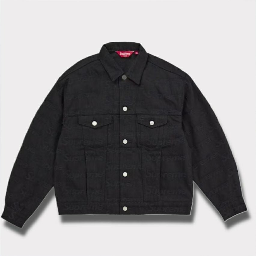 Supreme シュプリーム 2025AW Jacquard Logos Denim Trucker Jacket ジャカード ロゴ デニム トラッカー ジャケット ブラック