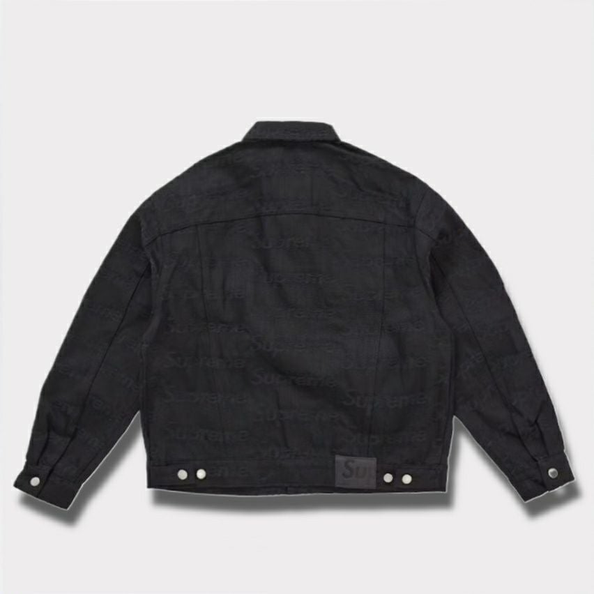 Supreme シュプリーム 2025AW Jacquard Logos Denim Trucker Jacket ジャカード ロゴ デニム トラッカー ジャケット ブラック1