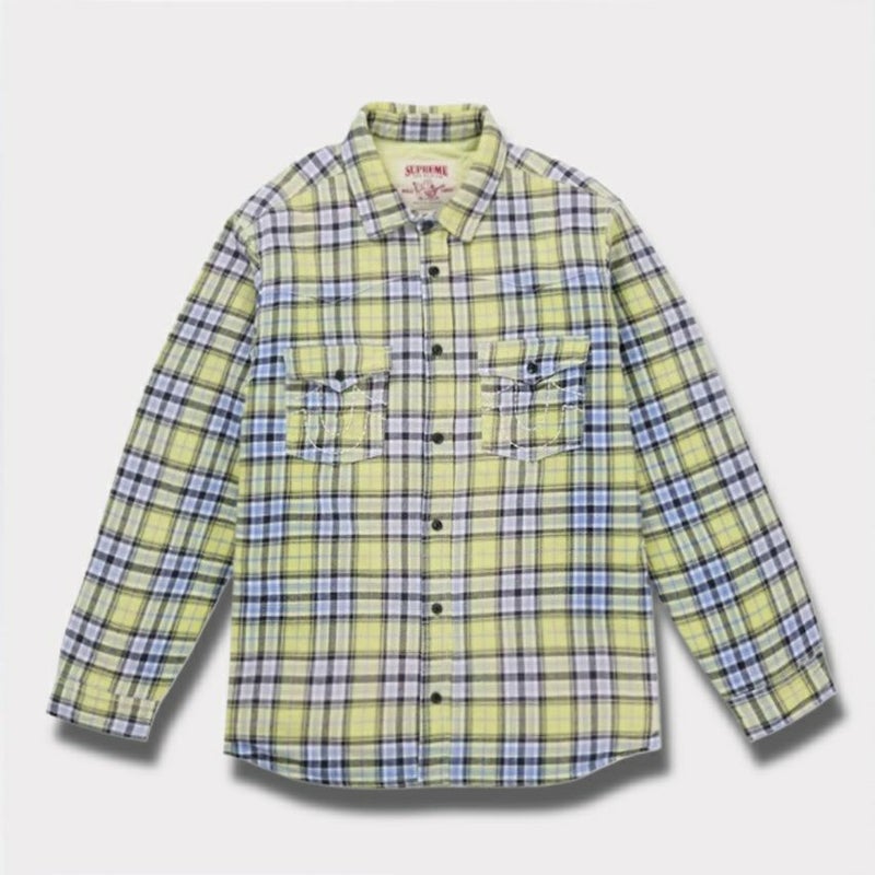  Supreme シュプリーム 2025AW True Religion Quilted Lined Plaid Flannel Shirt トゥルーリリジョン キルティング ラインド チェック フランネル シャツ　イエロー