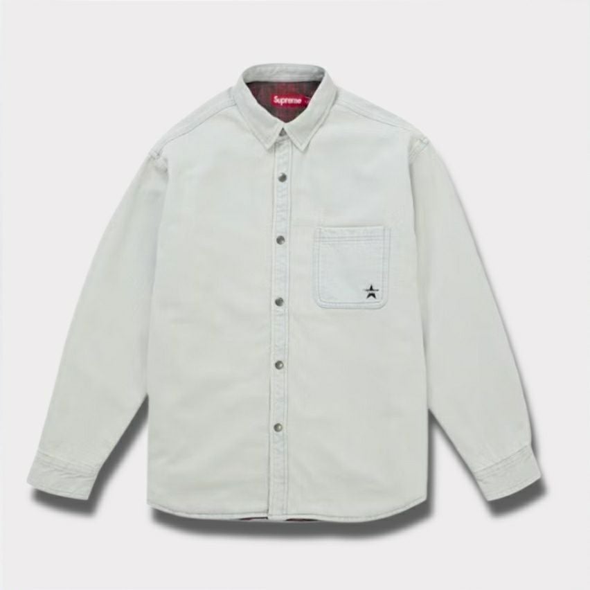 極美品　SUPREME　シュプリーム　シャツ　L Supreme シュプリーム 2025AW Quilted Lined Denim Snap Shirt