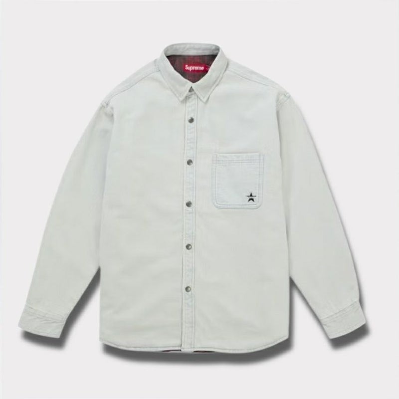  Supreme シュプリーム 2025AW Quilted Lined Denim Snap Shirt キルティド ラインド デニム スナップ シャツ　ライトウォッシュインディゴ