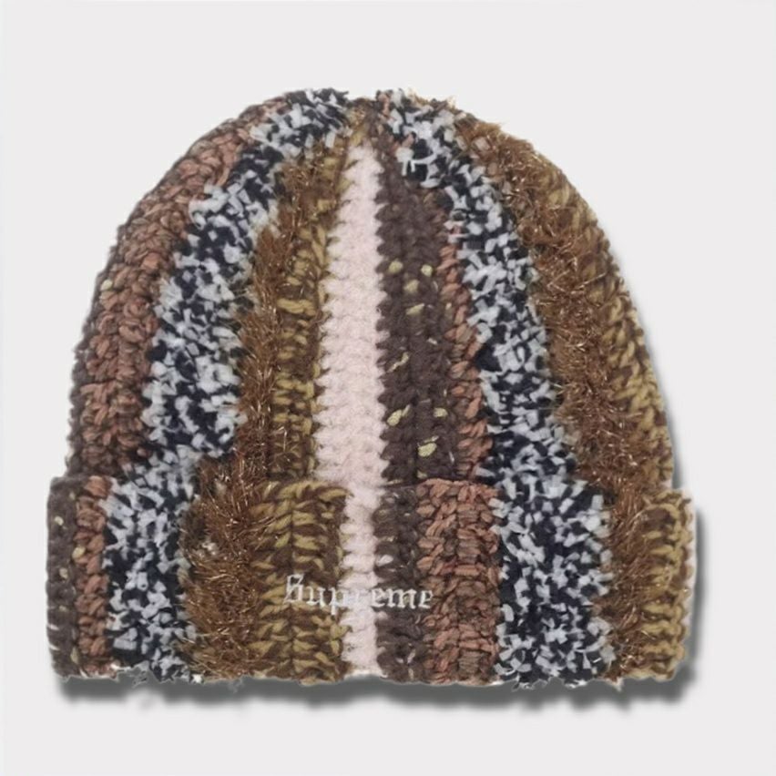 Supreme シュプリーム 2025AW Tinsel Stripe Beanie ティンセル ストライプ ビーニー ブラウン