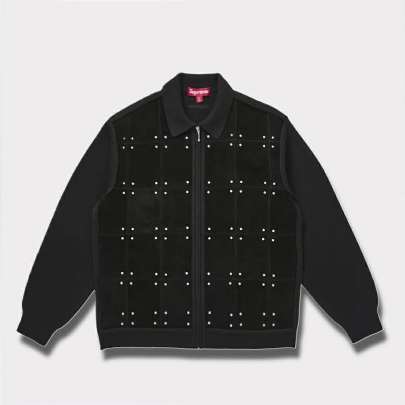Supreme シュプリーム 2025AW Studded Suede Zip Up Cardigan　スタッズスエードジップアップカーディガン　ブラック