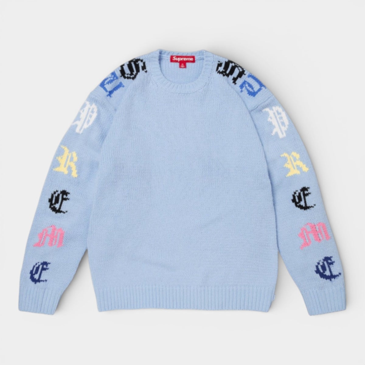 Supreme シュプリーム 2026SS Old English Sleeves Sweater オールドイングリッシュ スリーブセーター ライトブルー