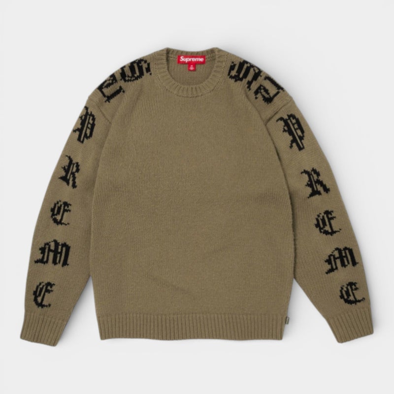  Supreme シュプリーム 2026SS Old English Sleeves Sweater オールドイングリッシュ スリーブセーター オリーブ
